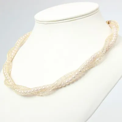 Produktbild von Halskette Netzschlauch Strass und Perlen Kette Gold