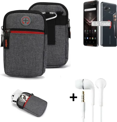 Produktbild von K-S-Trade Gürtel Tasche + Kopfhörer kompatibel mit Asus ROG Phone Handy Tasche Holster Schutz Hülle Handy Hülle grau Zusatzfächer 1x