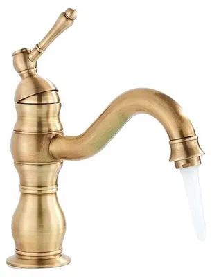 Immagine prodotto di Miscelatore per lavabo, monocomando, cartuccia in Vetroceramica, ottone anticato, modello corto