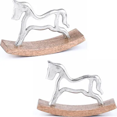 Productafbeelding van Set van 2 decoratieve schommelaardtjes, zilverkleurig, "Sving", 20 cm