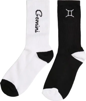Image de Mister Tee Accessoires MT2235 | Zodiac Socks 2-Pack Chaussettes - Couleur : black/white gemini - Taille : 35-38