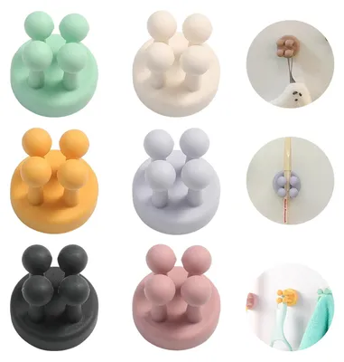 Image de Porte-brosses à dents en silicone avec ventouse – lot de 6 | Silicone | Multicolore