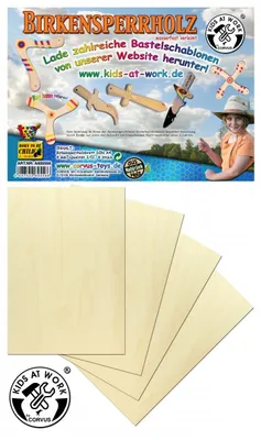 Produktbild von Kids at Work Bastelholz Sperrholzplatten A4 4 Stück für kreative Projekte