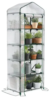 Zdjęcie produktu dla Szklarnia foliowa z 5 półkami, idealna na balkon i do ogrodu, wymiary: 69x49x193 cm
