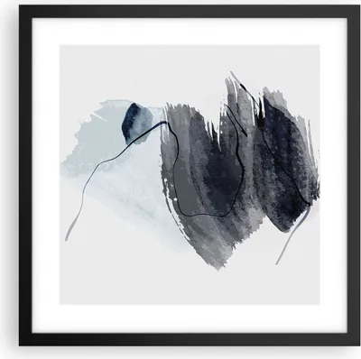 Produktbild von Gerahmtes Poster - Schwarzer Rahmen - Blau Grau Aquarell - 40x40 cm - Wand Bild - Wanddeko - Wandbilder - Kunstposter - Wandposter - Bilderrahmen - Bilder - Kunstdruck - P2BAC40x40-4975