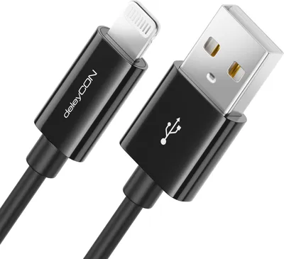 Produktbild von deleyCON 0,5m Lightning 8 Pin USB Ladekabel Datenkabel MFI  für Apple iPhone 14 Pro Max 14 Pro 14 Plus 14 SE 13 Pro Max 13 Pro 13 Mini 12 Pro Max 12 Pro 12 Mini - Schwarz