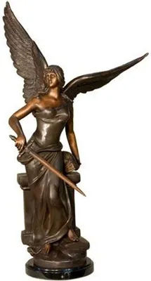 Produktbild von Casa Padrino Luxus Bronze Skulptur Engel mit Schwert 25 x 43 x H. 74 cm - Bronzefigur - Dekofigur - Deko Accessoires - Luxus Kollektion