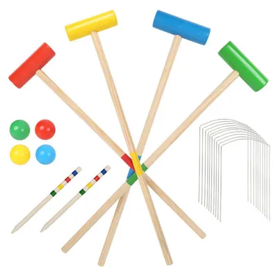 Immagine prodotto di Vigevee Gioco di croquet per 4 giocatori  in legno Gioco da giardino Gioco di croquet Gioco da giardino per adulti e bambini