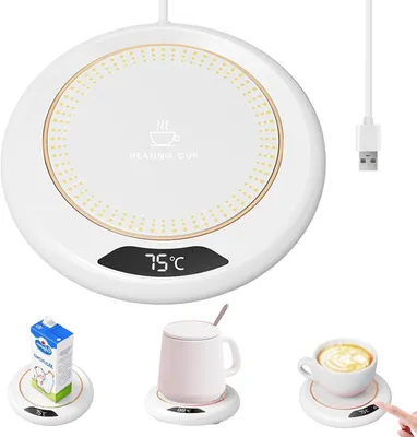 Produktbild von USB-Tassenwärmer, USB-beheizbarer Becher mit 3 Temperaturstufen, USB-Tischbecherwärmer mit 8-Stunden-Abschaltautomatik, beheizbarer Becher für Kaffee, Tee, Milch, Kerzen