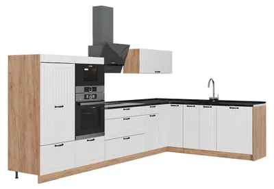 Produktbild von Eckküche Vicco Fame-Line Weiß Landhaus/Goldkraft Eiche 347 x 60 cm, AP Anthrazit, Model 63617