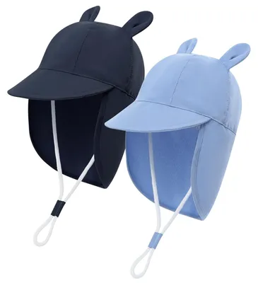 Produktbild von Set aus 2 Baby-Sonnenhüten mit Nacken Schutz für Sommeraktivitäten