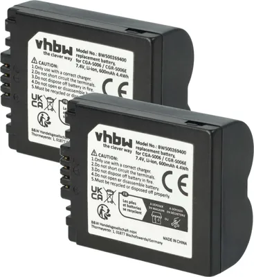 Produktbild von vhbw 2x Akku kompatibel mit Panasonic Lumix DMC-FZ18, DMC-FZ30, DMC-FZ28, DMC-FZ7, DMC-FZ50, DMC-FZ38, DMC-FZ35 Kamera (600 mAh, 7,2 V, Li-Ion)