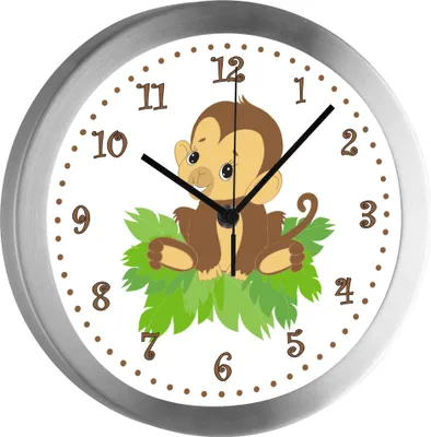 Produktbild von Funkuhr, Kinder Wanduhr, Kinderuhr, Kinderzimmer  Affenbaby