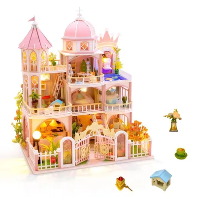 Image de Maison de poupée miniature avec éclairage LED, construisez votre maison de rêve