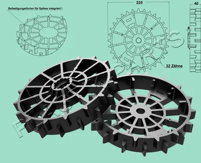 Produktbild von Antriebsräder 2er Set Offroad Profil für WORX Landroid L WR153E WR155E L1500