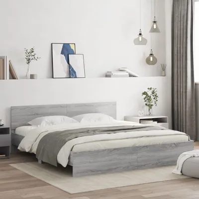 Produktbild von CLORIS Bettgestell mit Kopfteil Grau Sonoma 200x200 cm - Klassische Betten LL0000257147