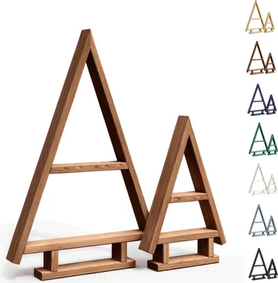 Immagine prodotto di be4nature Albero di Natale in legno Set di 2 - Marrone scuro, fatto a mano, abete impregnato per interni ed esterni, decorazione natalizia da progettare da soli