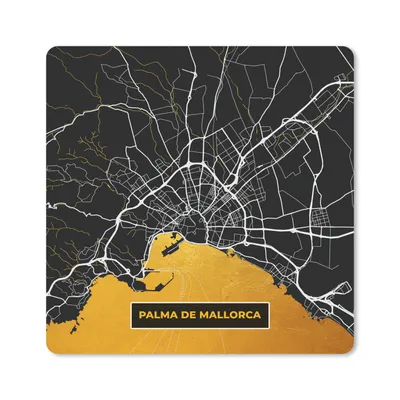 Produktbild von MuchoWow® Mauspad Mousepad Mallorca - Stadtplan - Gold - Karte 20x20 cm - Mousepads - Maus Mat - Pad - Mausunterlage - Desk Mat - Bureauartikeln