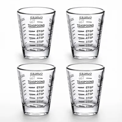 4er-Set 30 ml Shotgläser mit Skala, transparent