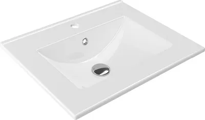 Zdjęcie produktu dla Umywalka meblowa prostokątna 61x46,5 cm z otworem na baterię, biały połysk - Stylowa i funkcjonalna do każdej łazienki