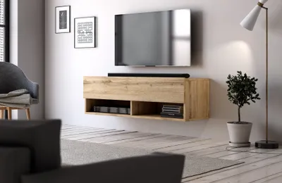 Produktbild von TV-Lowboard Derby in matt Wotan Eiche TV-Schrank 100 x 31 cm hängend Fernsehschrank