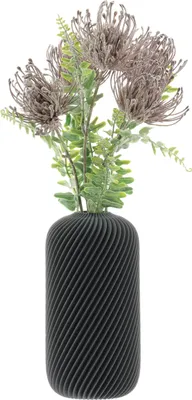 Produktbild von 3D Druck Deko Vase Flasche für Kunstblumen Blumenvase Trockenblumen für Pampasgras Höhe 20cm Grau Vase für Bauklotzblumen