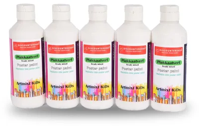Obrázek produktu pro Sada akrylových barev, 5 lahviček po 250 ml, netoxické a omyvatelné