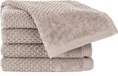 Produktbild von Pure Label 4-TLG Gästehandtücher 30x50 cm mit Aufhängeschlaufe aus 100% Baumwolle, saugstark und weich | 4 Gästehandtücher Beige - Taupe, 30x50cm