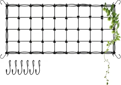 Produktbild von Pflanzenstütznetz 120 x 240 cm, Kletterpflanzen Netz, Unterstützung mit Haken, Gartennetz für Gartenarbeit
