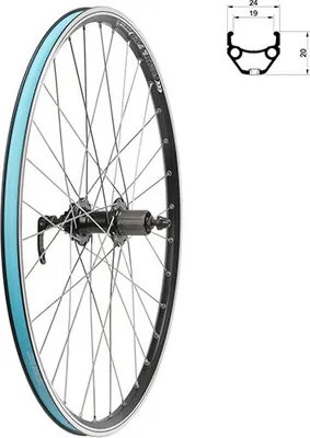 Produktbild von Hinterrad 26", silber, 8-10-fach Disc + V-Brake, inkl. Felgenband