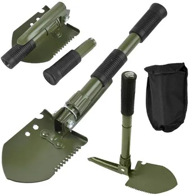 Produktbild von Unyqoos® Klappschaufel aus Kohlenstoffstahl – faltbare, multifunktionale Gartenschaufel für Camping & Outdoor mit ergonomischem Griff und Tasche