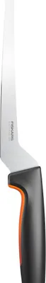 A close-up shot of a Fiskars fillet knife against a white background.