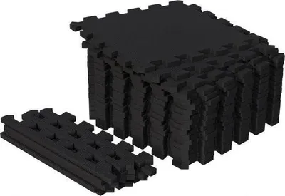 Produktbild von Gorilla Sports Gorilla Sports Fußmatten - Schutzmatten - 18 Matten + 8 Endstücke - 30x30 - Puzzlematte - Schwarz