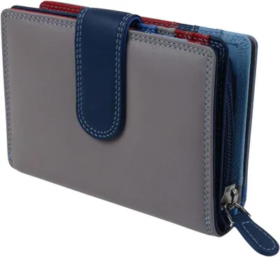 Produktbild von Kompaktes Portemonnaie – Lederportemonnaie – Sichere Aufbewahrung von Geld – RFID-Schutz – 9 x 17 x 1,5 cm – Blau