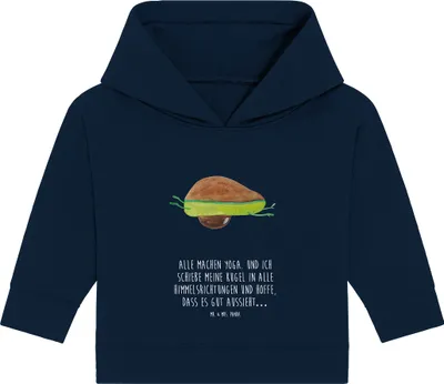 Produktbild von Mr. & Mrs. Panda Organic Baby Hoodie Avocado Yoga 24. - 36. Monat - French Navy - Geschenk, Humor, Haha, Unsportlich, Kapuzenshirt, Bauch, Hilfe, Kapuzensweatshirt