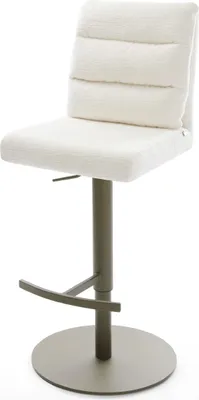 Produktbild von DELIFE Barstuhl Pela-Flex Bouclé Soft Beige Drehfuß höhenverstellbar Metall Titanfarben