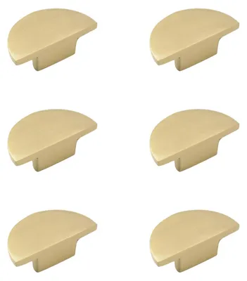 Image de Poignées de tiroir dorées - Forme de croissant / Poignées de tiroir - Poignées de meubles - Boutons de porte décoratifs - Lot de 6 - Laiton massif - Boutons de tiroir