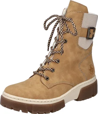Produktbild von Rieker Damen Stiefeletten Schnürstiefel Warmfutter Zierschnalle X8621, Größe:39 EU, Farbe:Beige