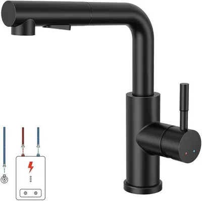 Produktbild von Lagedrukkraan Uitschuifbare mengkraan voor boilers of onderbouwapparaten met douche in Zwart