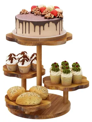 Produktbild von Cupcakeständer 4 Ebenen - Holz - Dessertständer - Durchmesser 30/20 cm - Höhe 30 cm