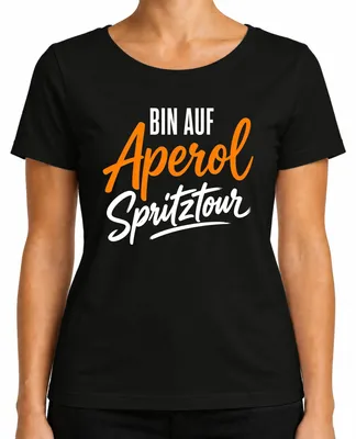 Produktbild von Bin auf Aperol Spritztour Sommer Party Cocktail Damen Getränk Damen T-Shirt, Schwarz, S
