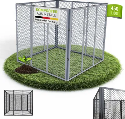 Produktbild von Juskys Metall Komposter 450 L, stabil, wetterfest & kompaktes Stecksystem – Silber