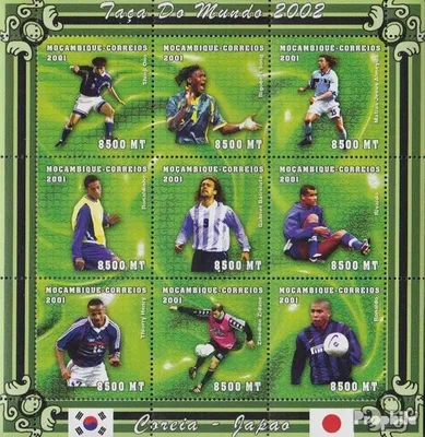 Produktbild von Briefmarken Mosambik 2001 Mi 1829-1837 Kleinbogen postfrisch Fußball-WM 2002