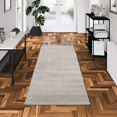 Produktbild von Hochflor Shaggy Läufer Teppich Palace Grau, Größe:80x400 cm