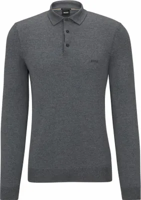 Produktbild von Boss Black Bono-L grauer Pullover aus Wolle mit Knöpfen