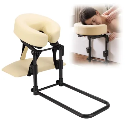 Produktbild von Massage Kopfstütze verstellbar, U-förmiges Kissen mit Armlehnen, beige, für Schönheitssalon