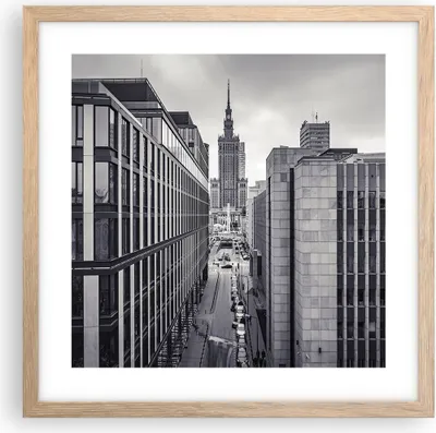 Produktbild von Gerahmtes Poster - Rahmen in heller Eiche - Warschau Palast Kultur - 40x40 cm - Wand Bild - Wanddeko - Wandbilder - Kunstposter - Wandposter - Bilderrahmen - Bilder - Kunstdruck - P2NAC40x40-4382