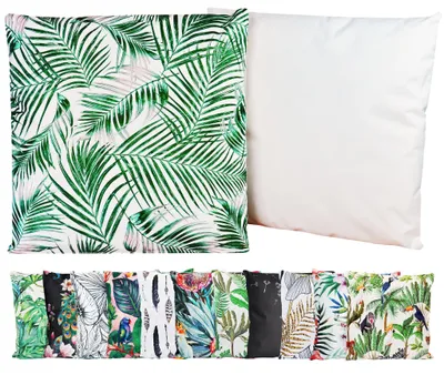 Produktbild von JACK Outdoor Motiv Kissen 45x45cm Lounge Dekokissen inkl. Füllung Wasserabweisend Sitzkissen Garten Stuhl, Farbe:Palmenblätter