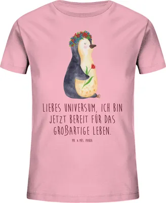 Produktbild von Mr. & Mrs. Panda Kleinkinder T-Shirt Pinguin Blumen 12-14 Jahre (152/164) - Baumwolle Pink - Geschenk, Universum, Bio Kinder, Öko, Ziele, Teenager, Geschenkidee, Positiv