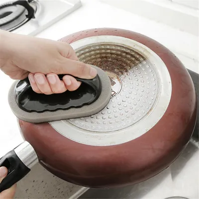 Image de Poignée pour gomme à effacer Emery Sponge Clean Brush pour ustensile de nettoyage de casseroles et bols de cuisine (noir)